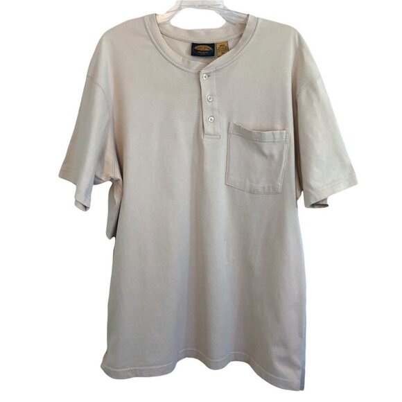 Sandy River Mens Henley 3 Button Beige T Shirt Mens 2 XLG - Picture 1 of 9